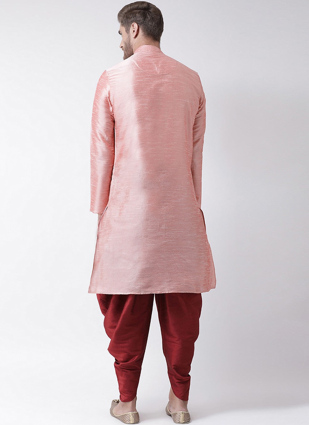 Embroidered Art Dupion Silk Pink Angrakha - M3500