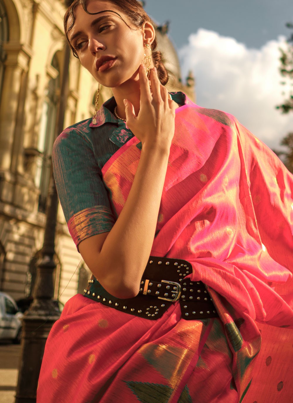 Contemporary Weaving Zari Khadi Saree - S4269