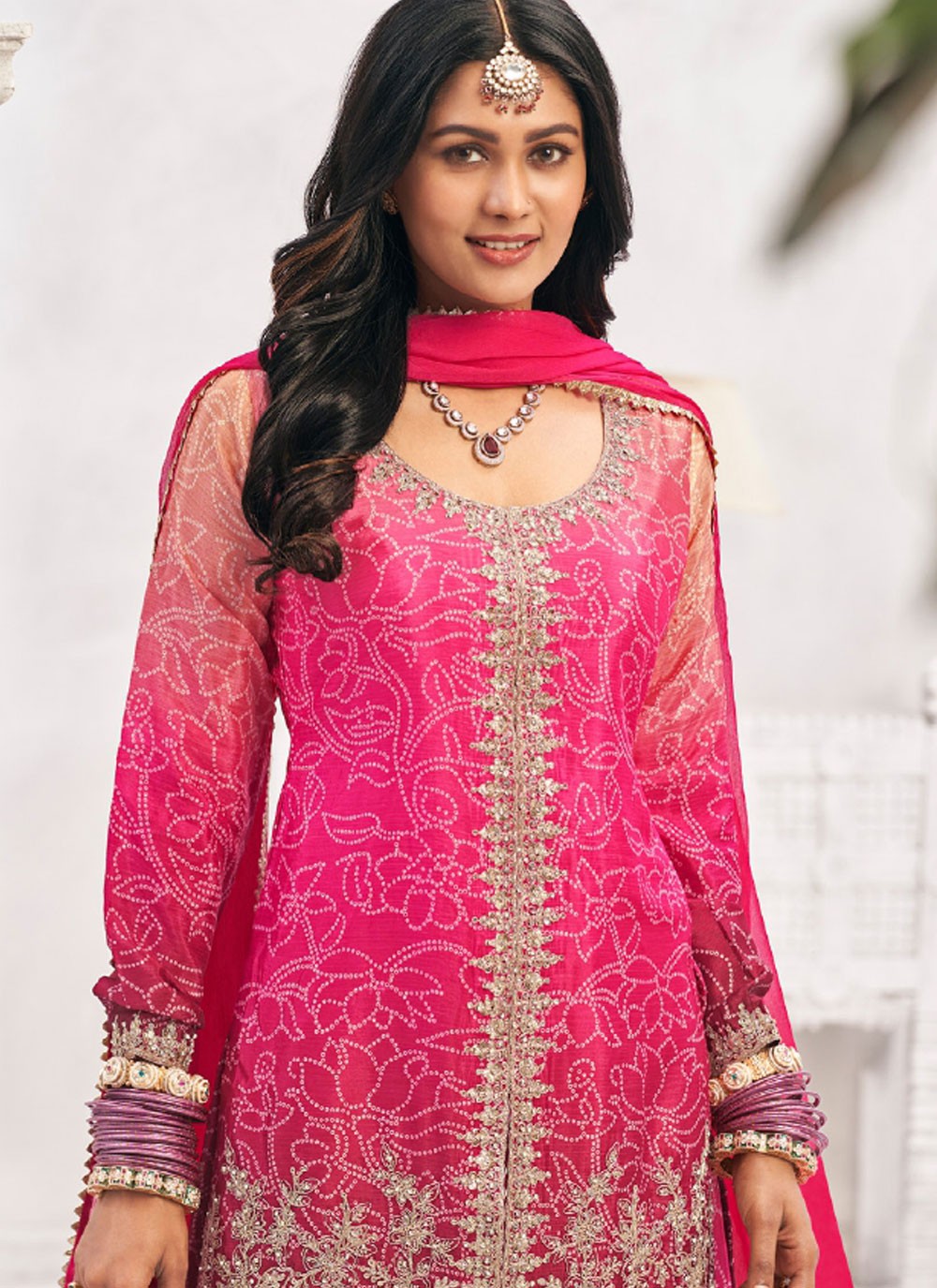 Digital Print Chinon Pink Salwar Suit T6081