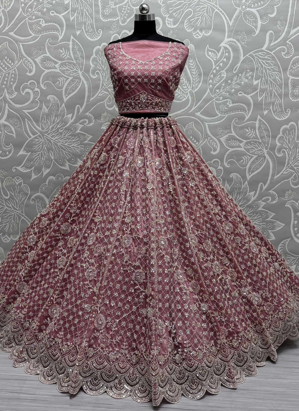 Net Engagement, Mehandi & Sangeet, Reception A - Line Lehenga L3655