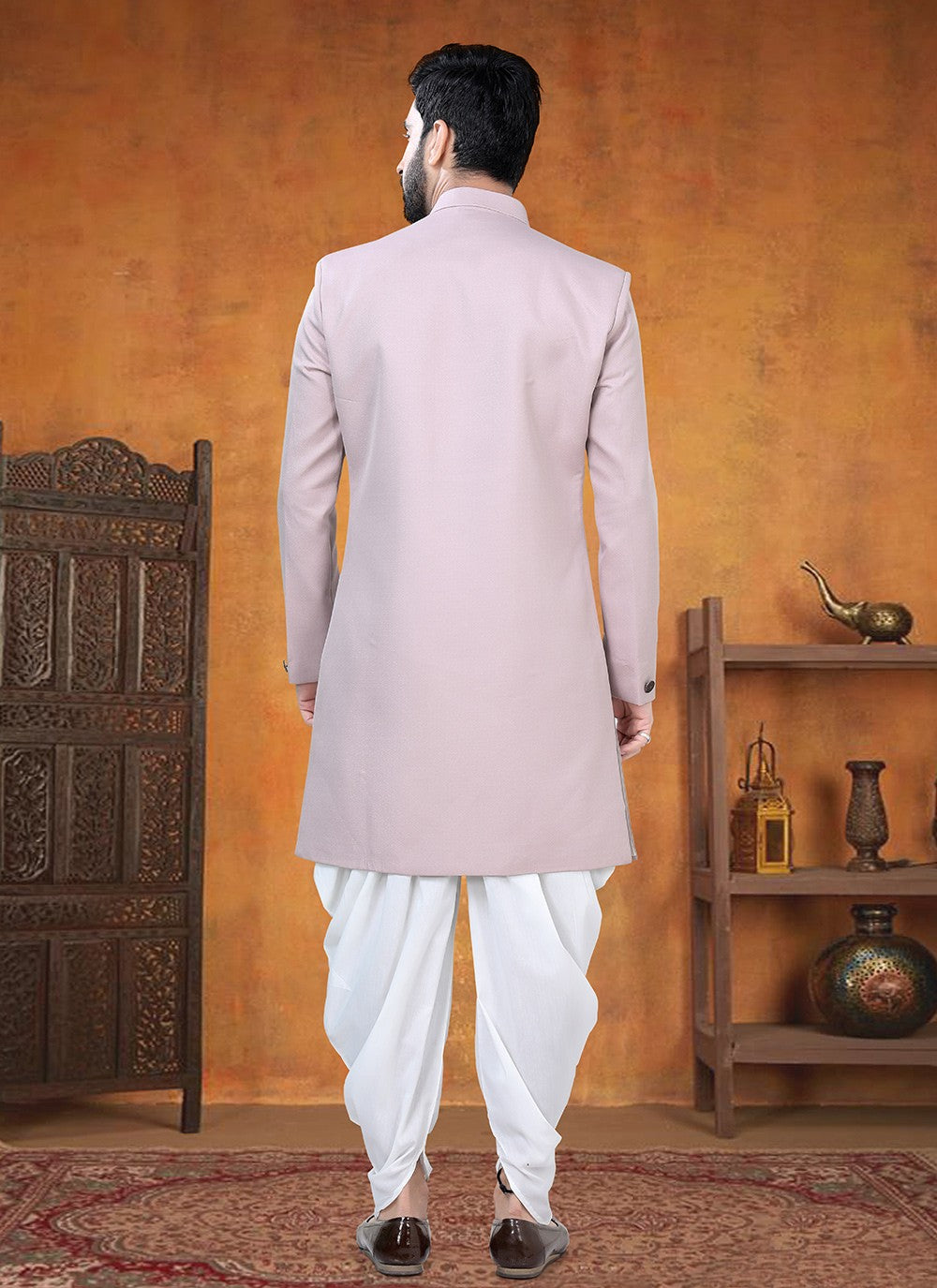 Buttons Rayon Pink Sherwani - M8770