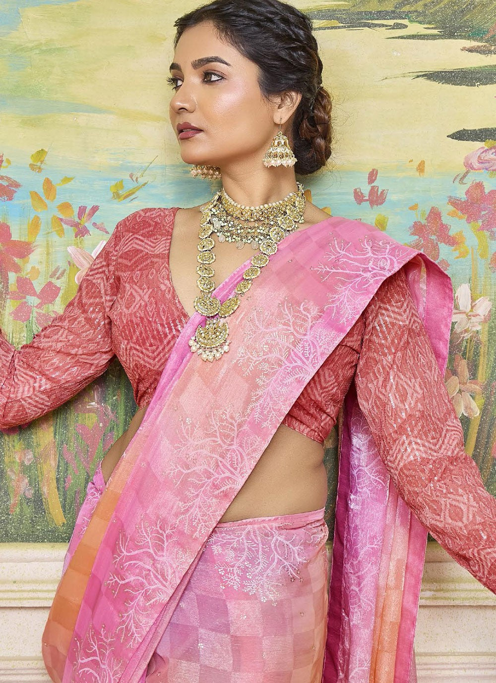 Pink Silk Classic Saree Printed S20248