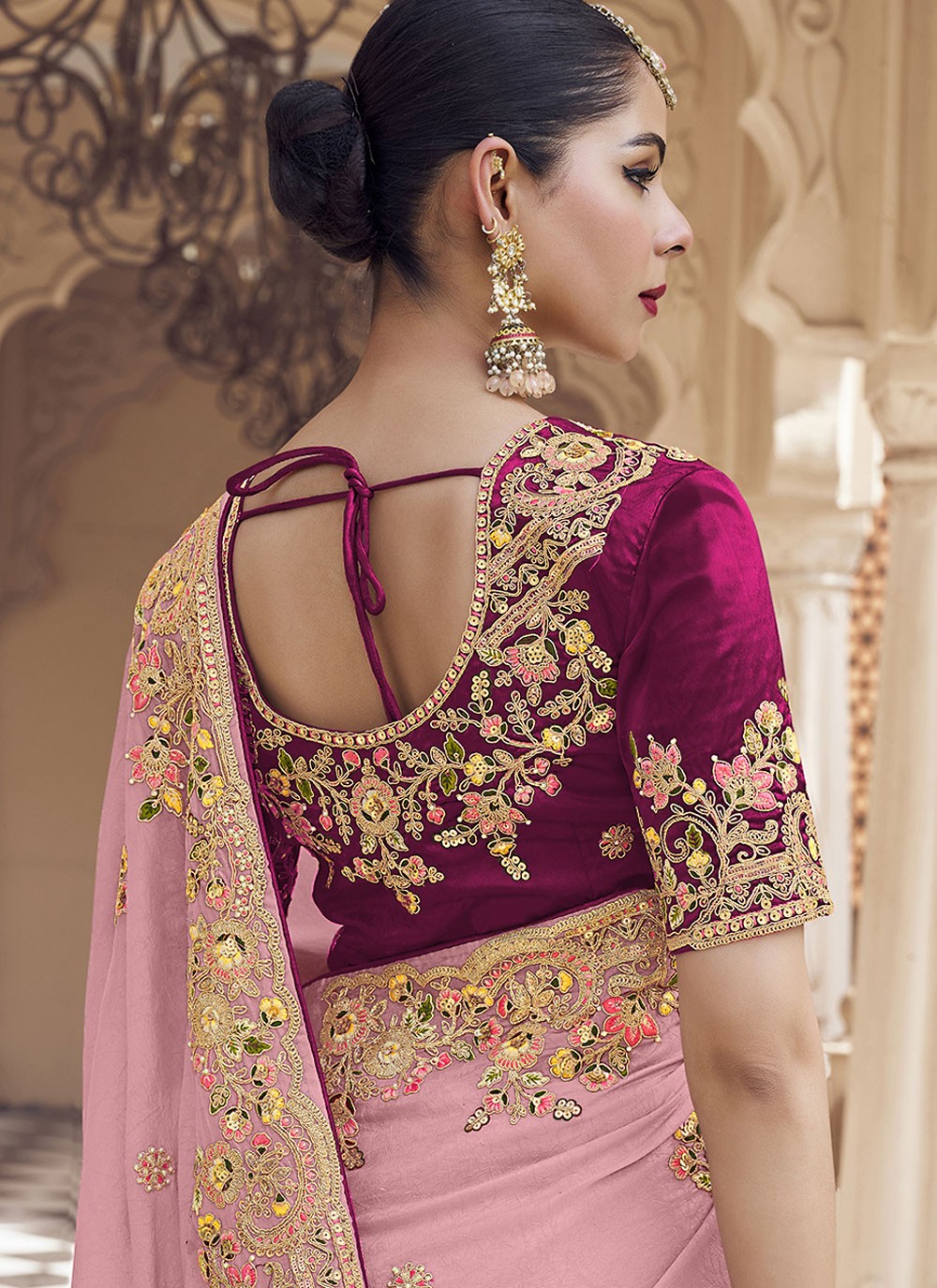 Cord Crush Pink Saree S13899