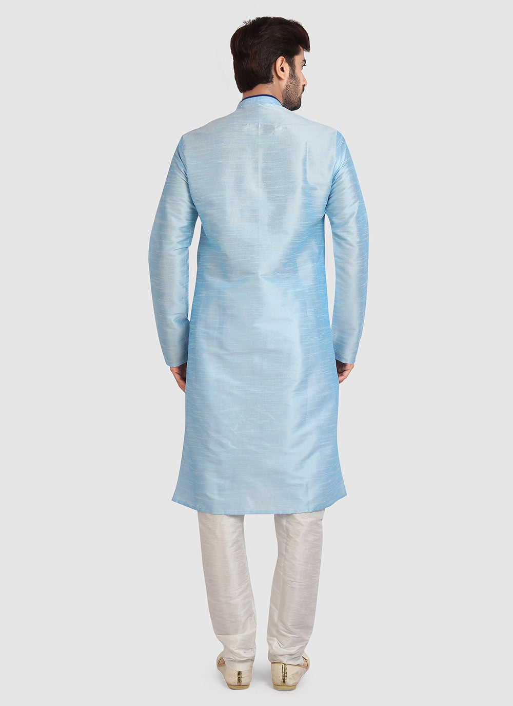 Plain Art Silk Aqua Blue Kurta Pyjama - M3414