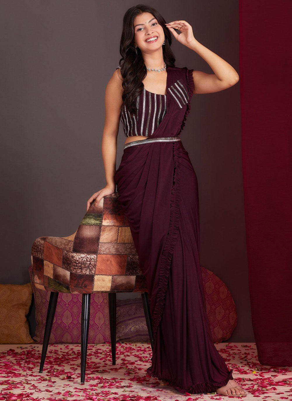 Designer Plain Wine Lycra S12873