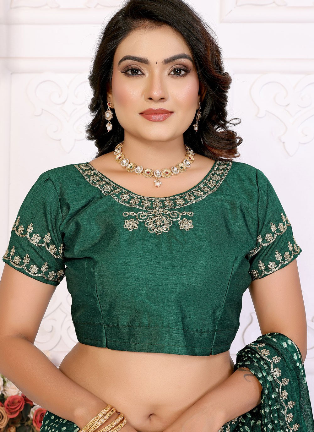 Bandhej Chiffon Green Contemporary Saree S14950