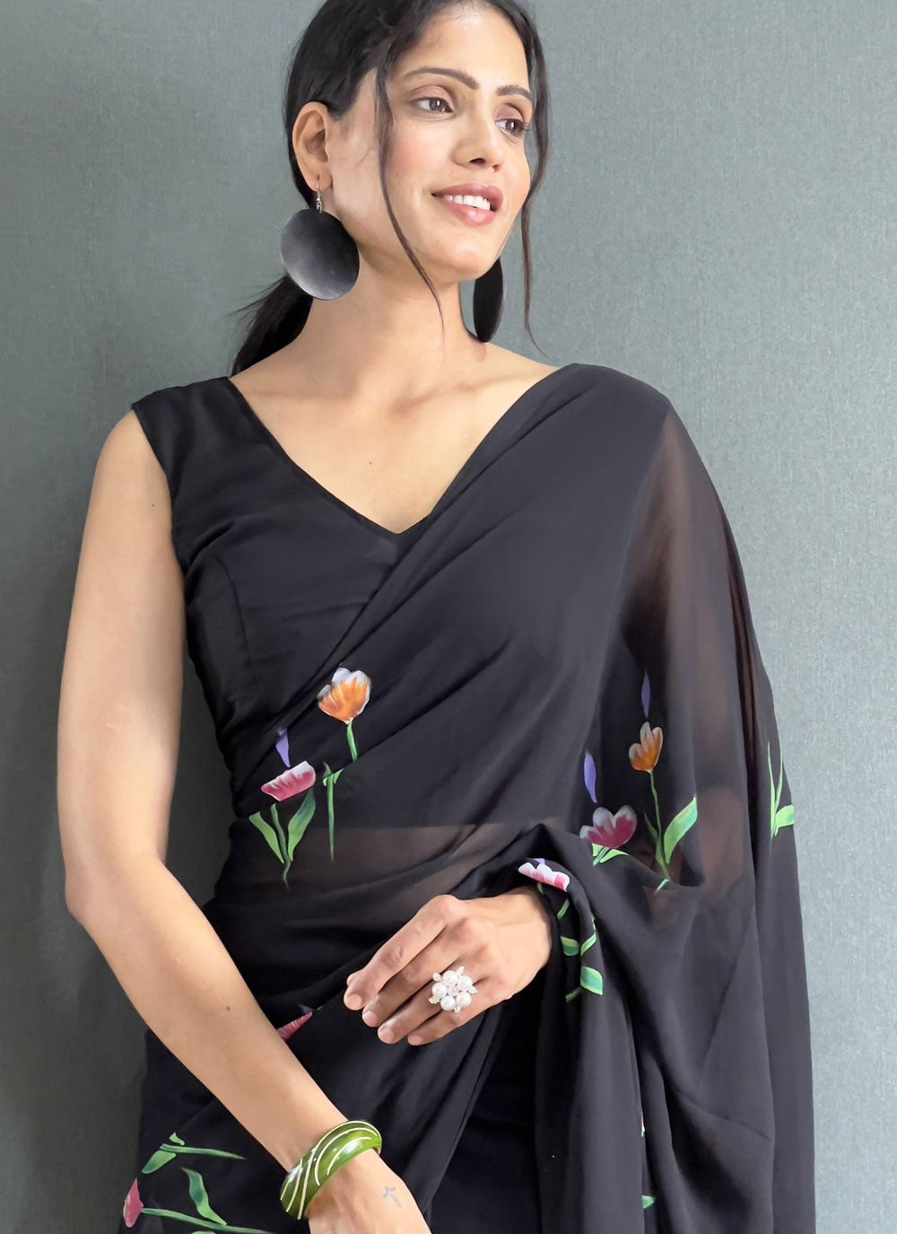 Classic Printed Fancy Fabric Saree - S9100