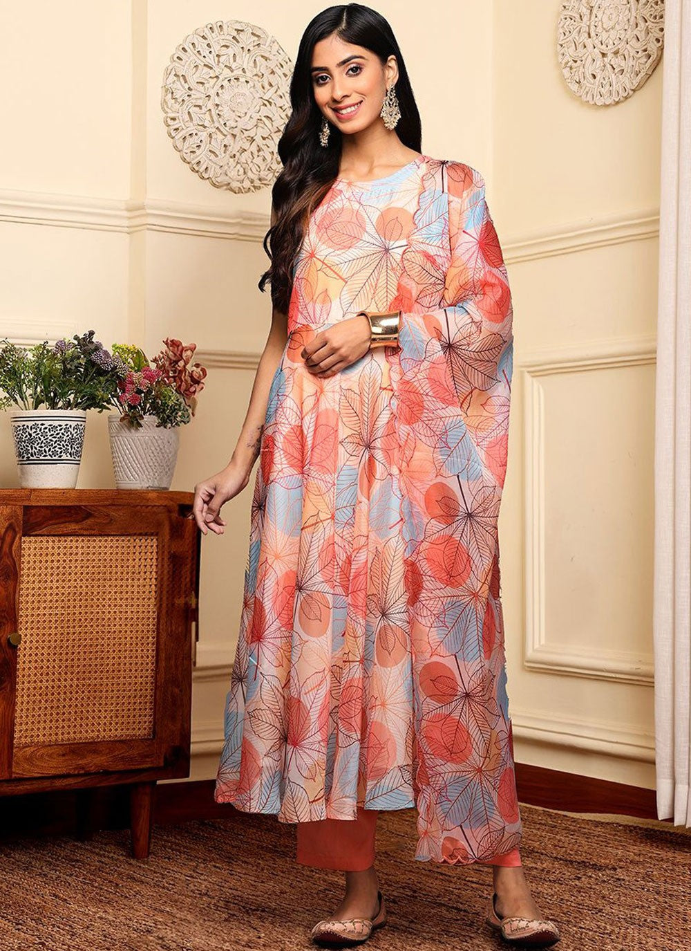 Salwar Suit Printed Multi Colour Silk Blend T5643