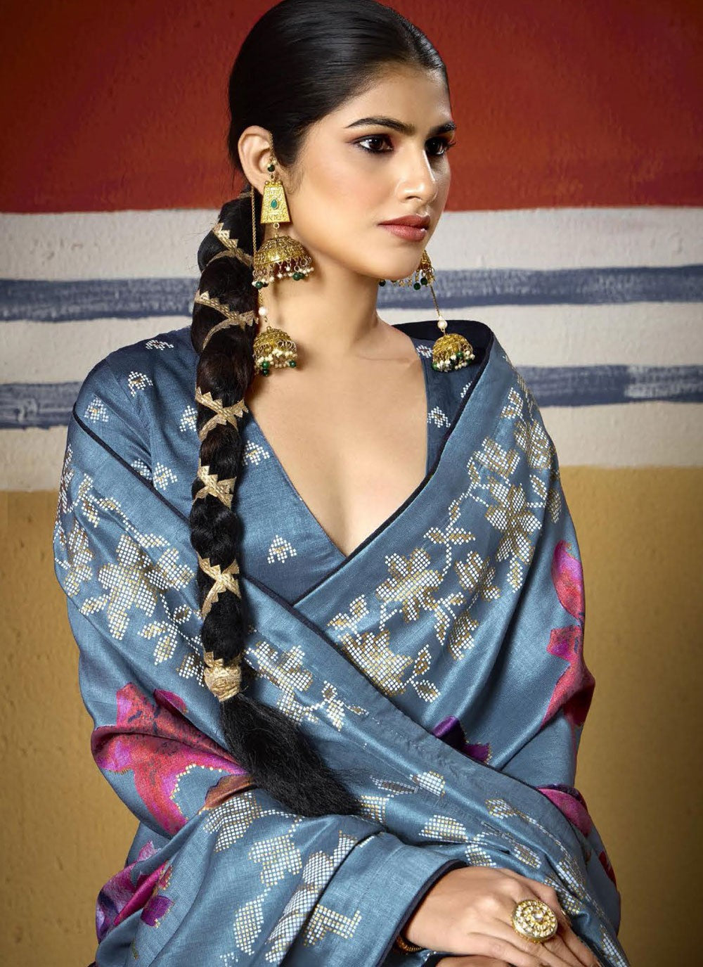 Blue Silk Classic Saree Printed S17110