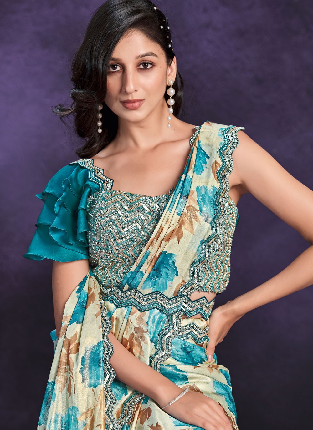 Contemporary Cord Satin Silk Saree - S6097