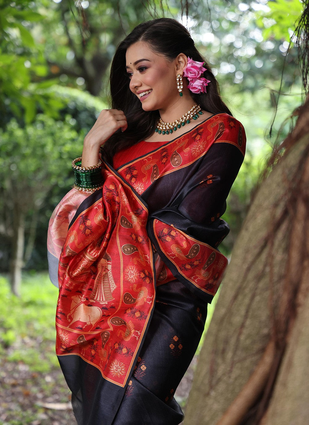Classic Border Work Tussar Silk Saree - S8459