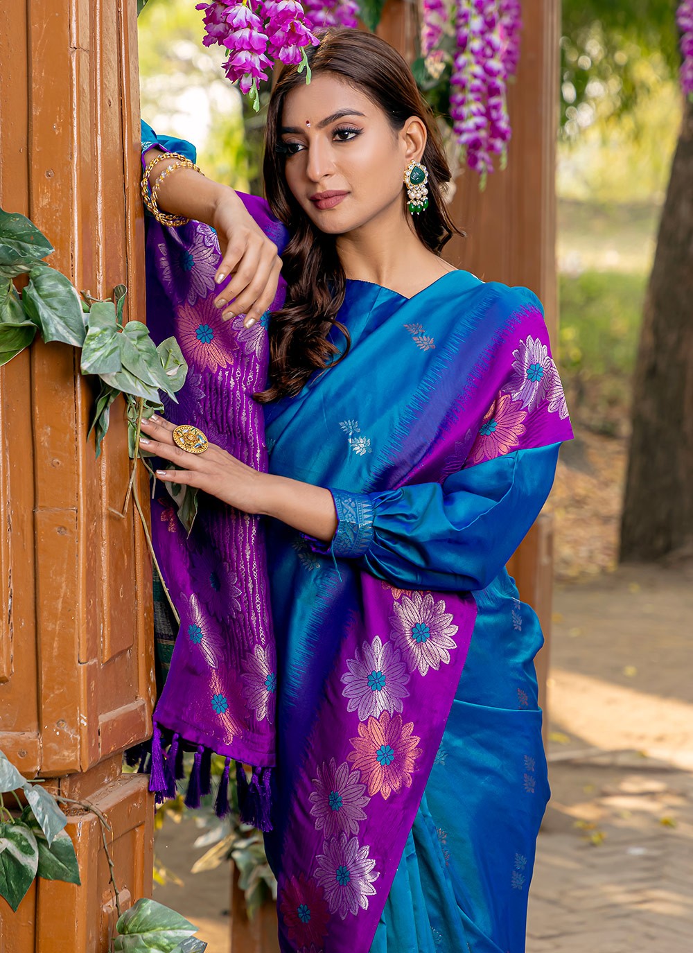 Classic Saree Printed Blue Silk S12563