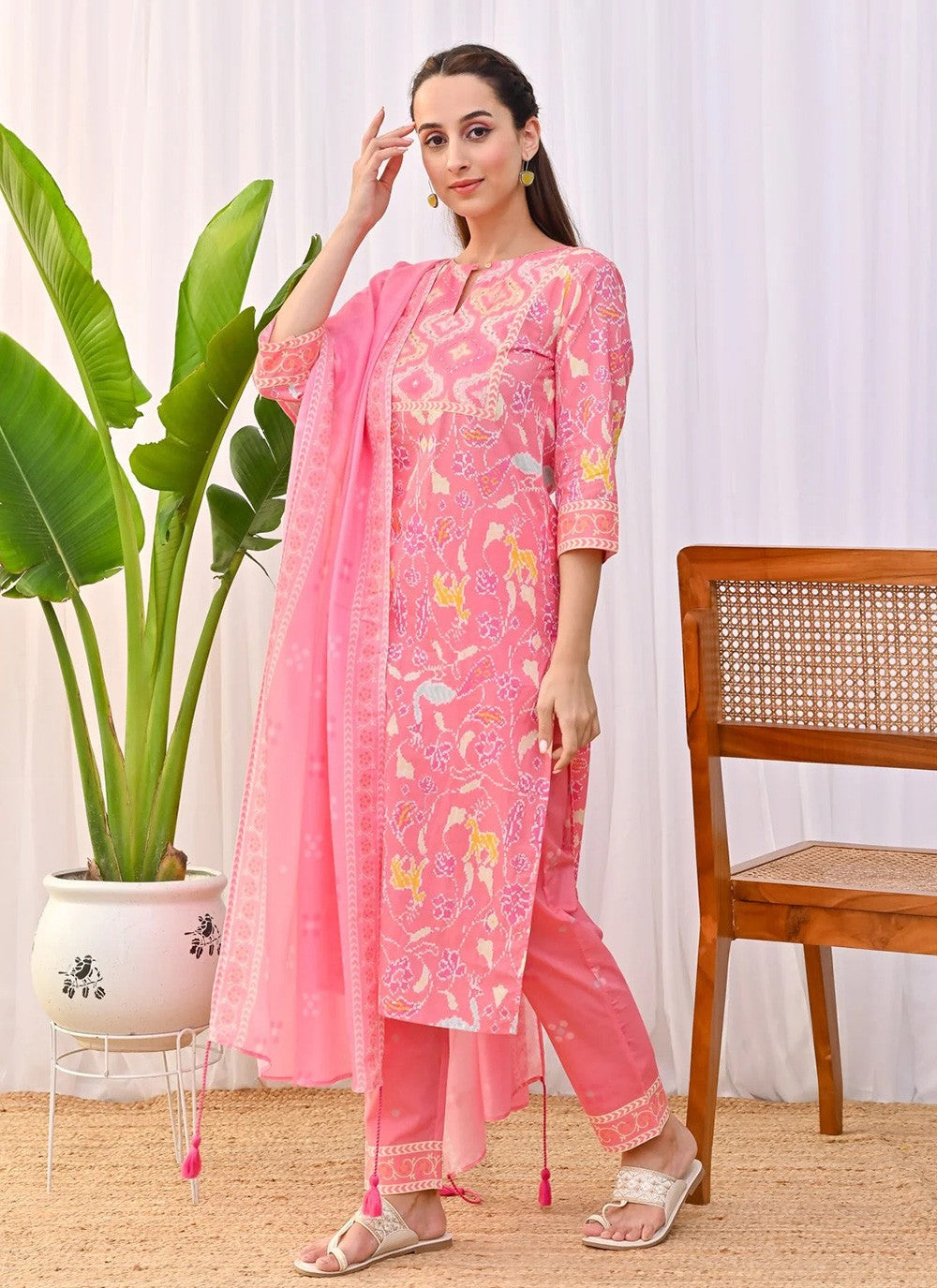 Salwar Suit Embroidered Pink Rayon T5078
