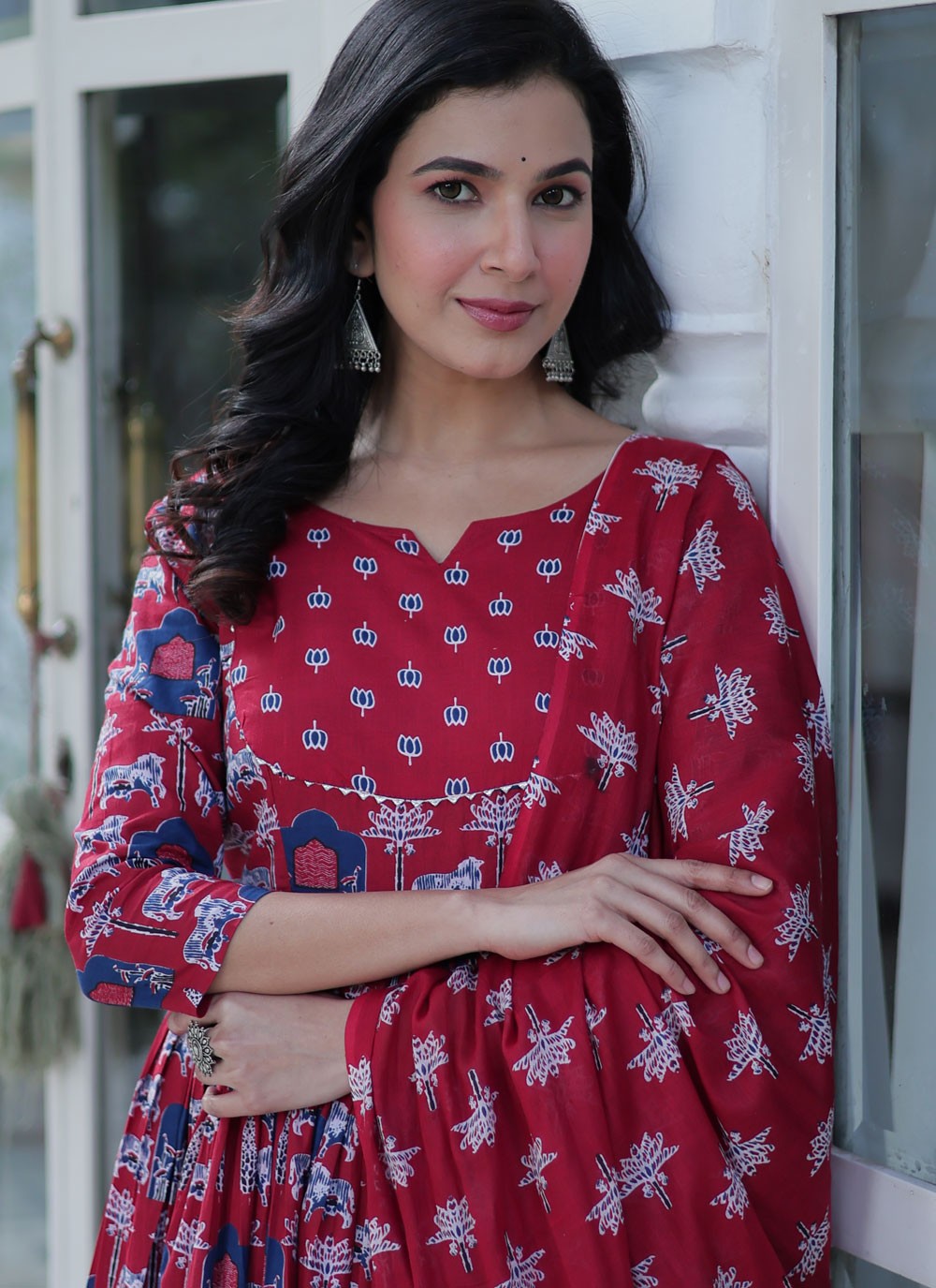 Printed Cotton Hot Pink Salwar Suit T6409