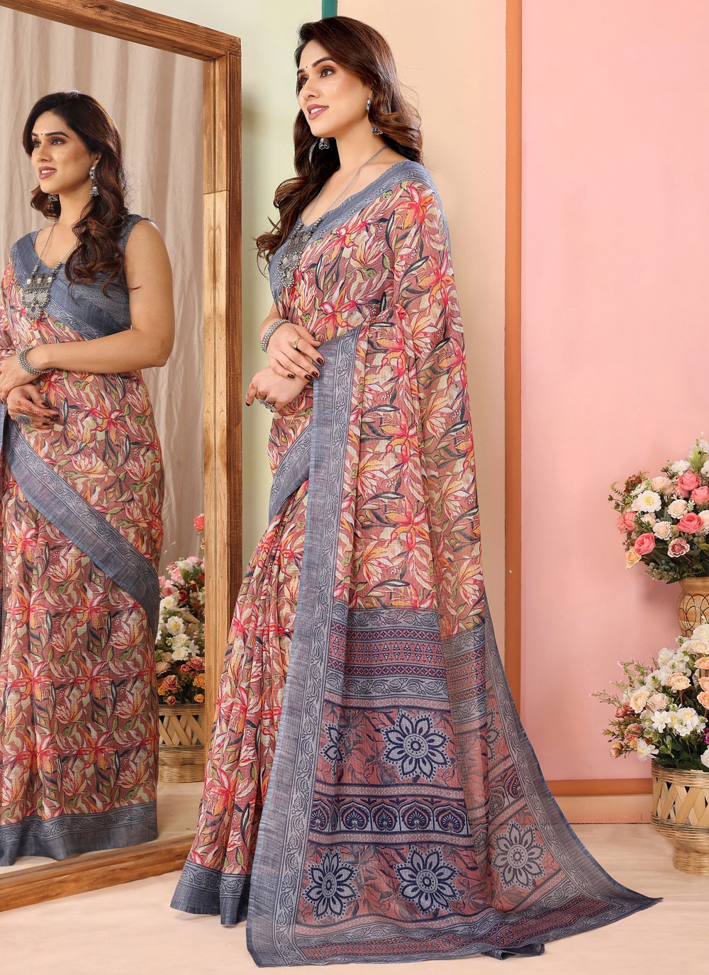 Classic Border Work Net Saree - S7540
