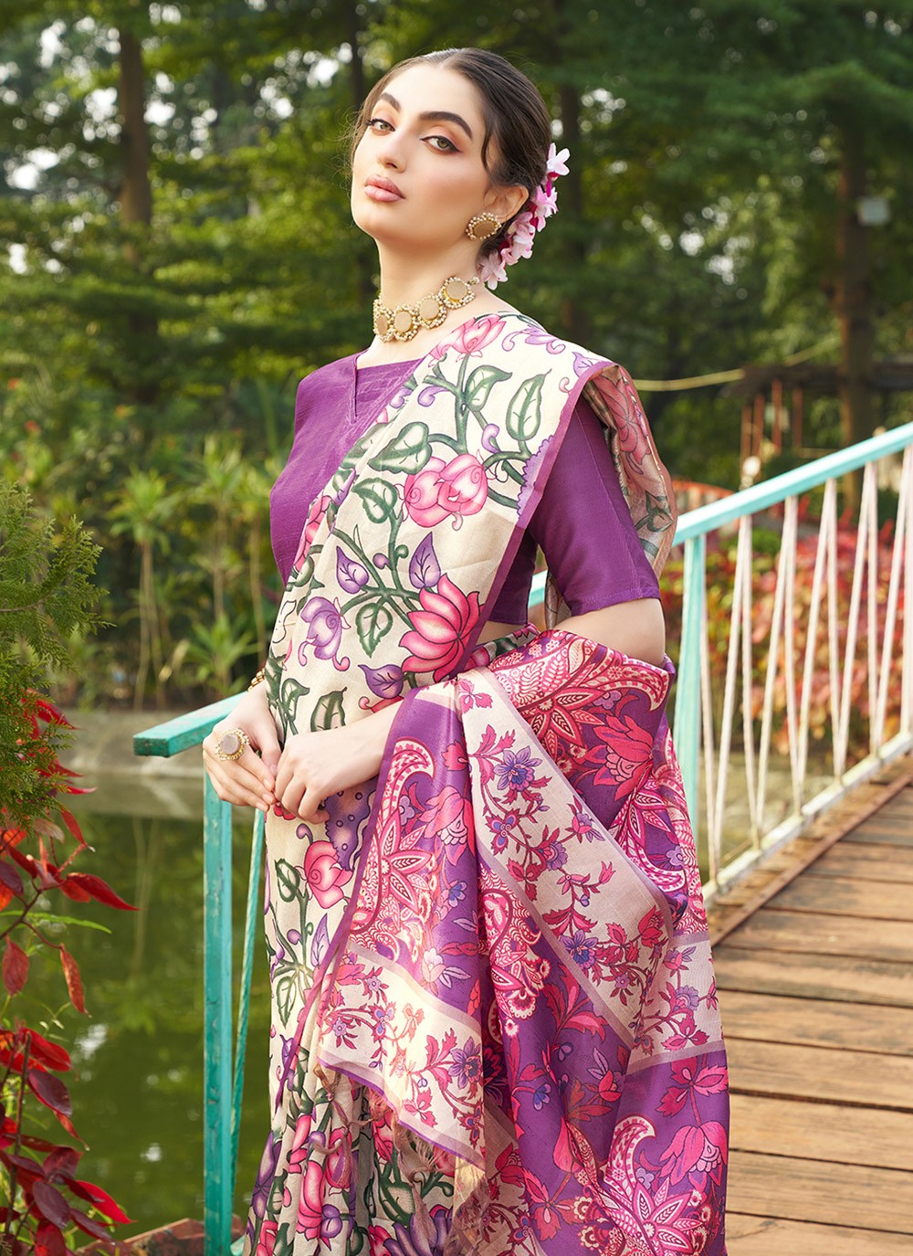 Printed Tussar Silk Saree - S12020