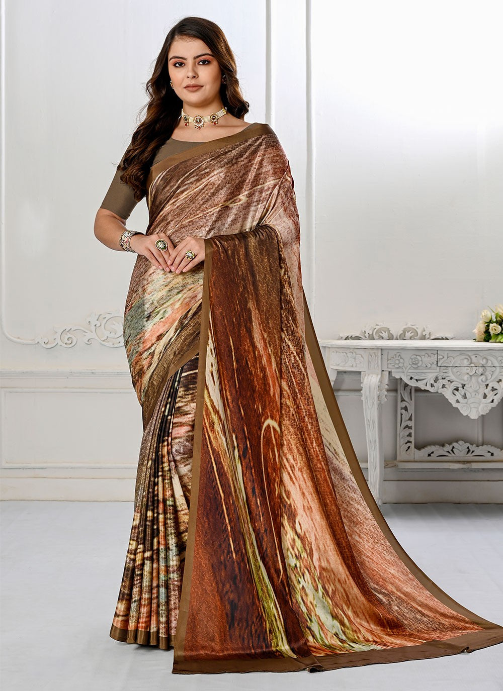 Classic Digital Print Pure Crepe Saree - S7179