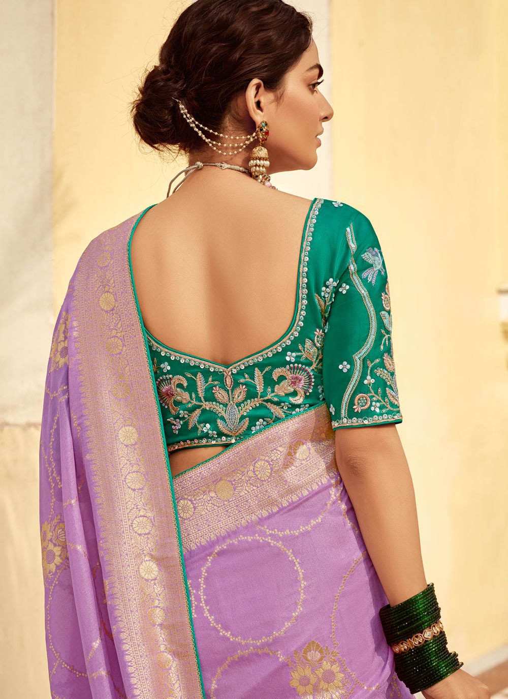 Weaving Zari Pure Dola Lavender Saree S14220
