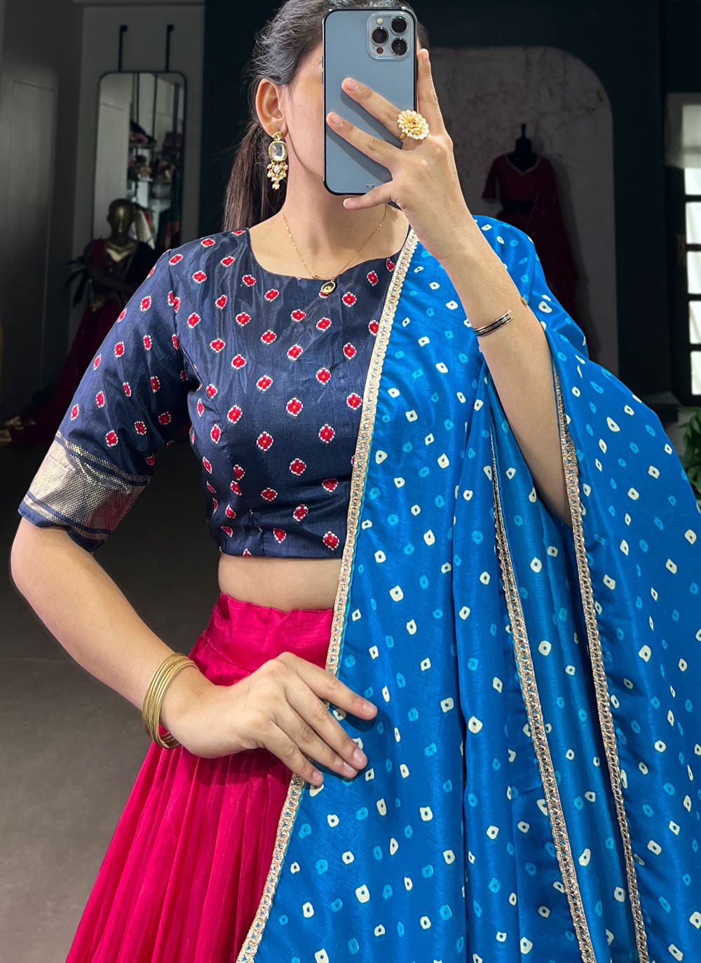 Foliage Prints Pure Dola A - Line Lehenga - L2950