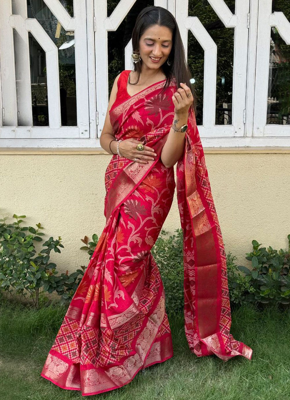 Printed, Weaving Zari Pure Dola Saree - S11976
