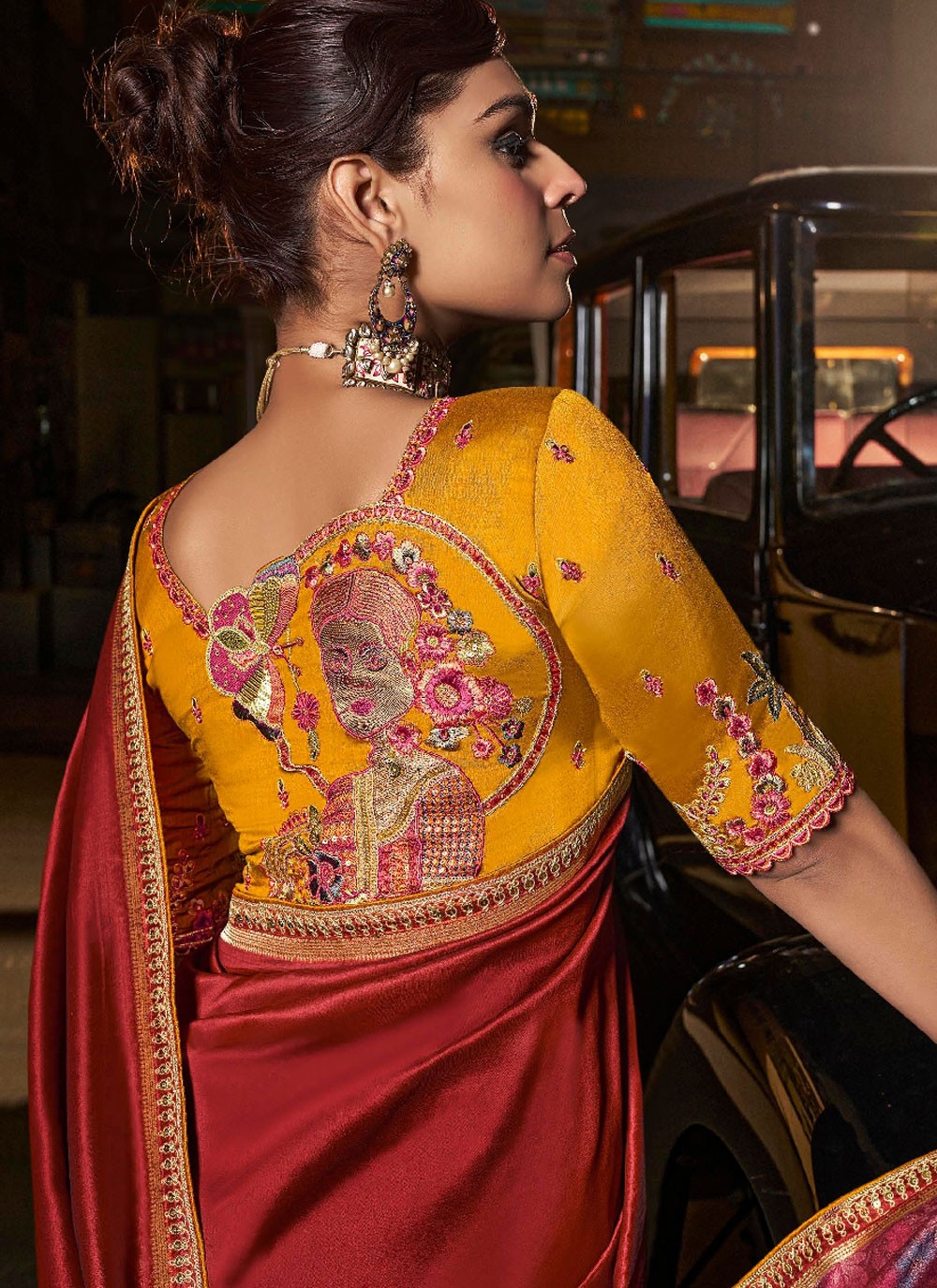 Red Pure Silk Traditional Saree Border Work, Embroidered, Weaving Zari, Zari S17512