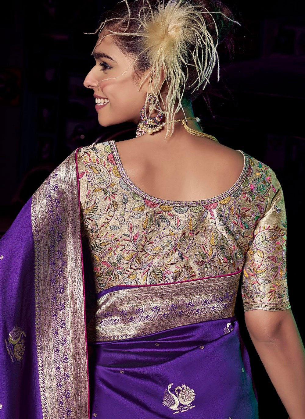 Lavender Pure Silk Traditional Saree Weaving Zari S19046