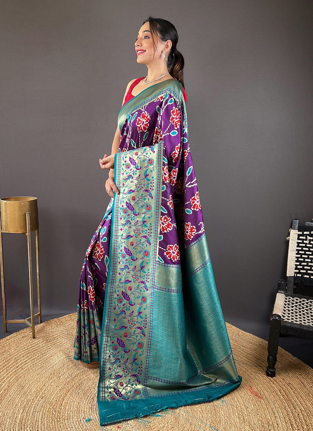 Classic Saree Printed Purple Silk Saree S13706