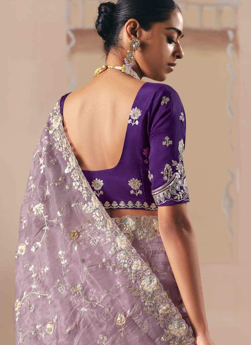 Purple Fancy Fabric Contemporary Saree Embroidered, Sequins S20027