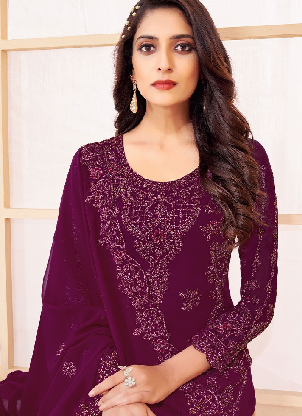 Faux Georgette Straight Suit - T935