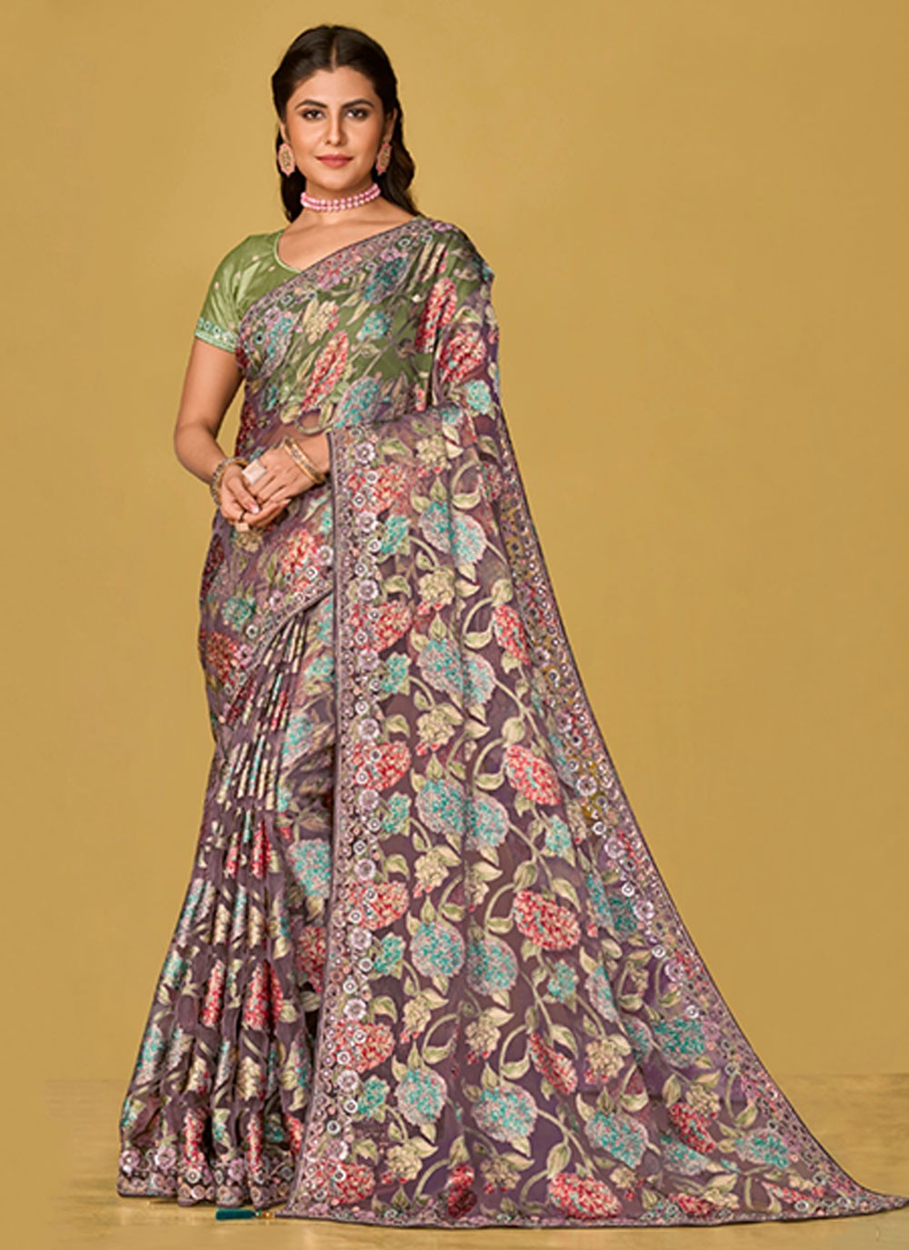 Classic Embroidered Organza Saree - S6945