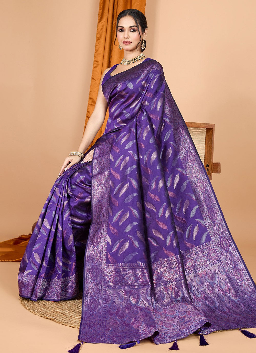 Woven Silk Purple Classic Saree S15094
