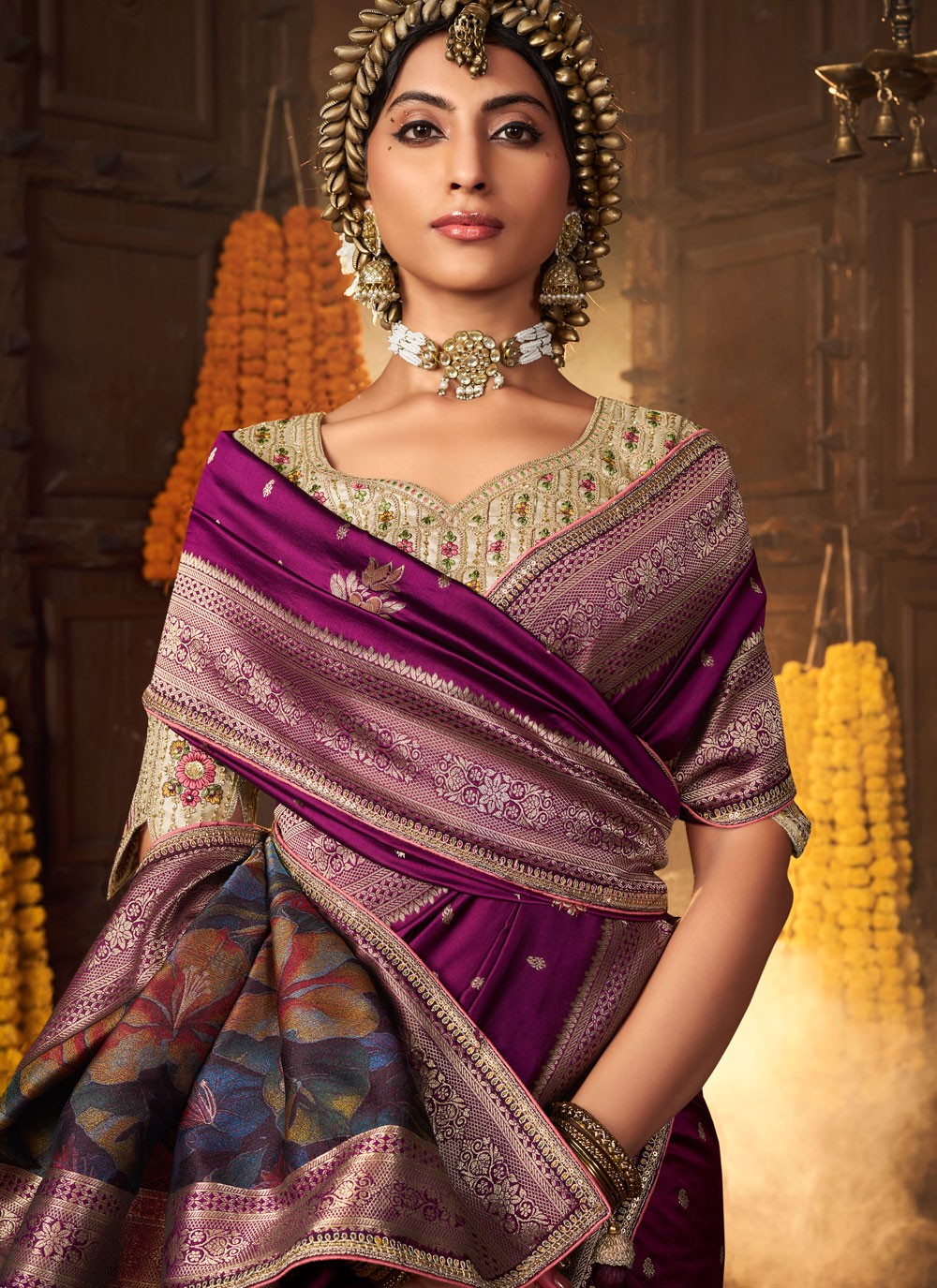 Purple Pure Silk Contemporary Saree Weaving Zari S19866