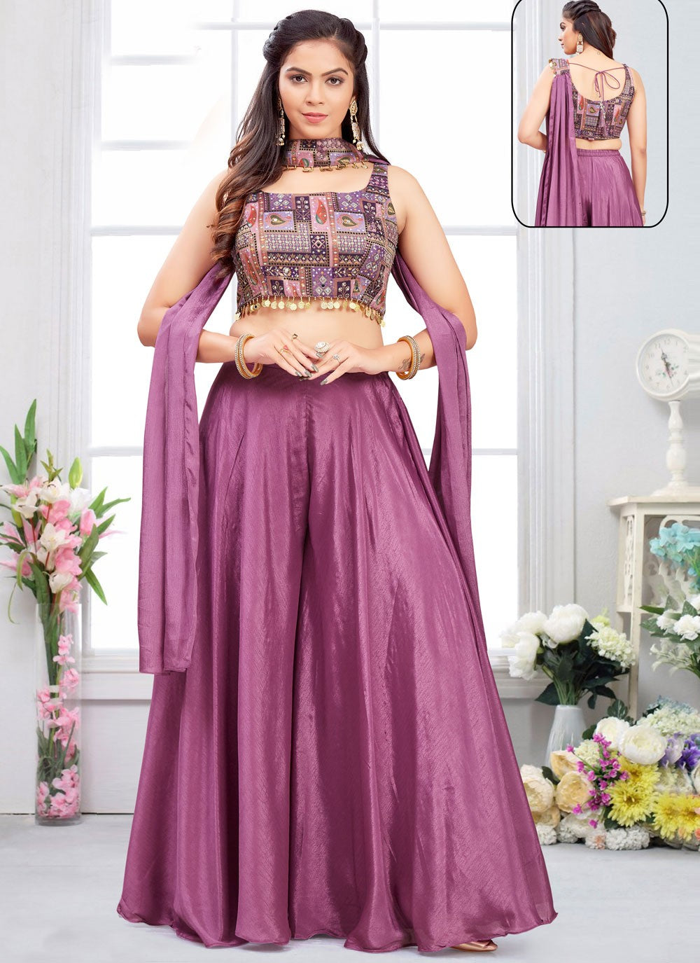 Salwar Suit Embroidered Purple Georgette T5730