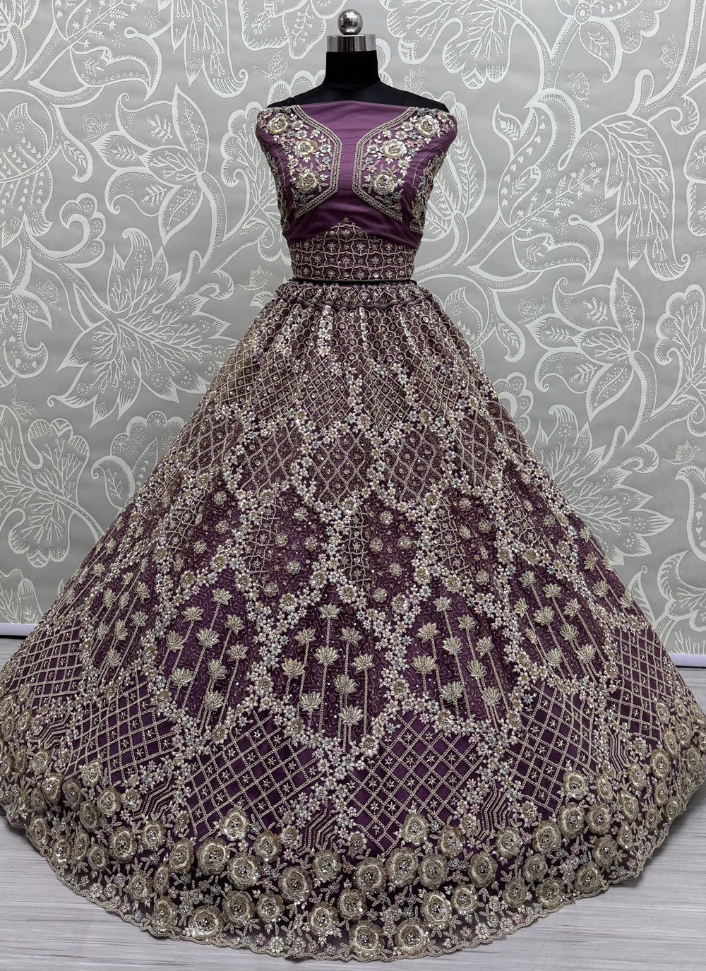 Net Engagement, Mehandi & Sangeet, Reception A - Line Lehenga L3609