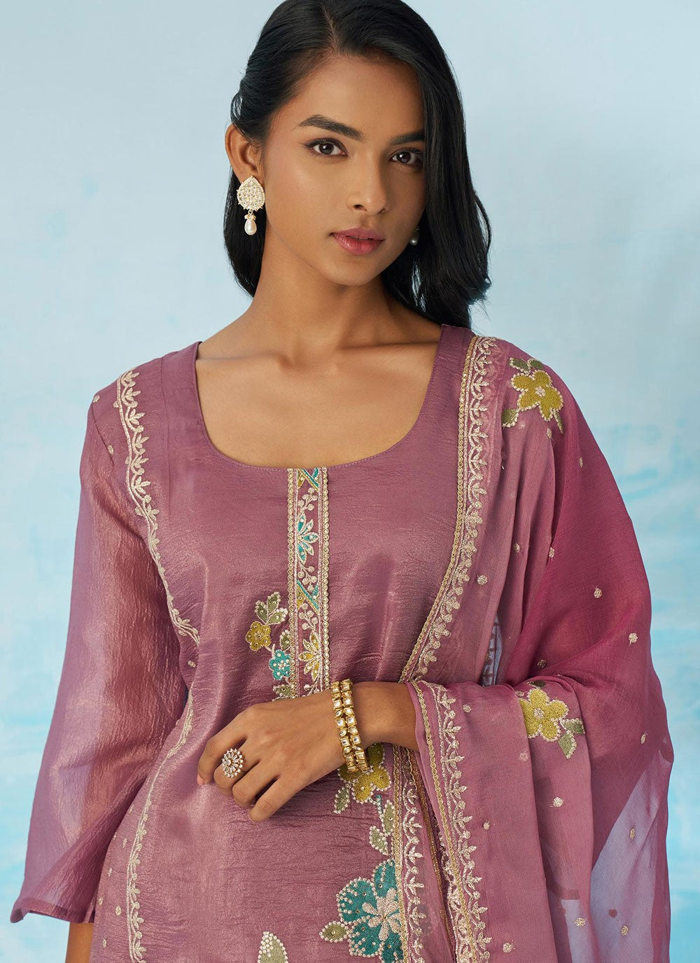 Pant Style Suit Fancy Work Purple T8871