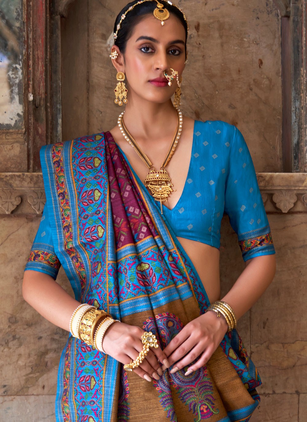 Purple Silk Traditional Saree Patola Print S20314