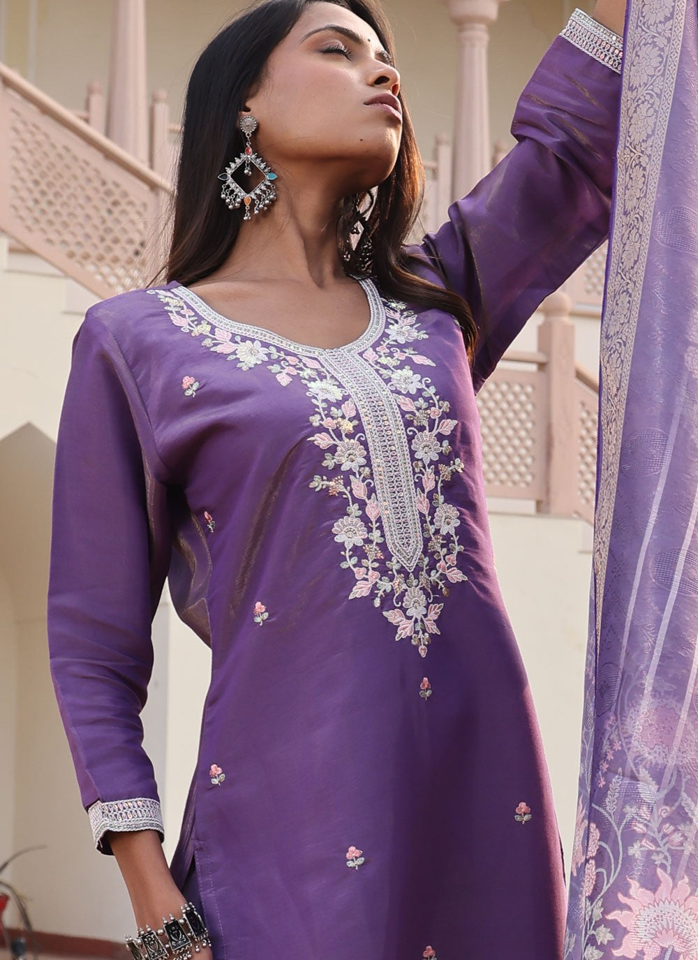 Salwar Suit Embroidered Purple Shimmer T5666