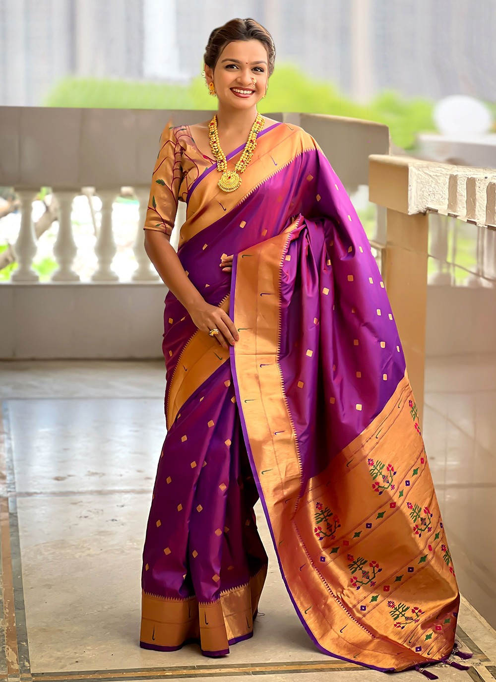 Purple Silk Contemporary Saree Jacquard Work S18317