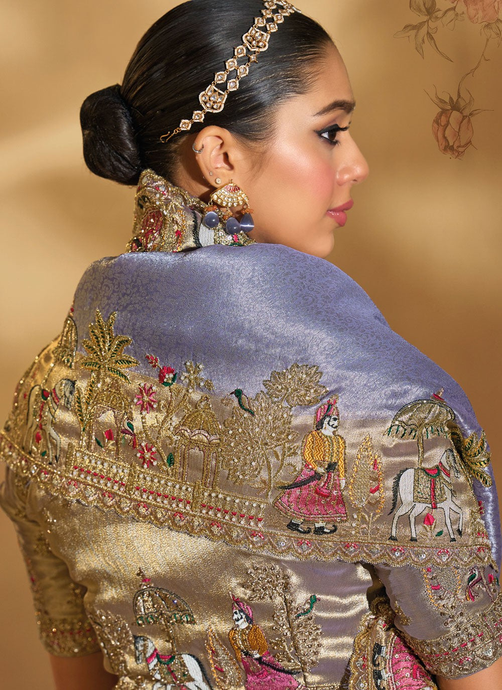 Purple Silk Contemporary Saree Cutdana, Embroidered, Thread, Zari S20150