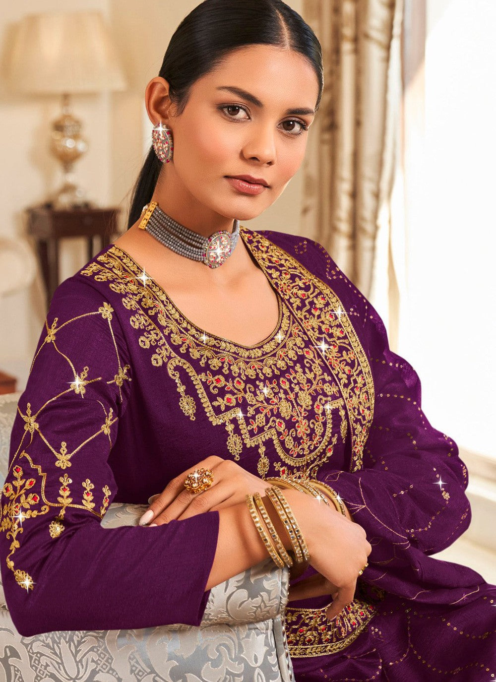 Vichitra Silk Salwar Suit - T1450