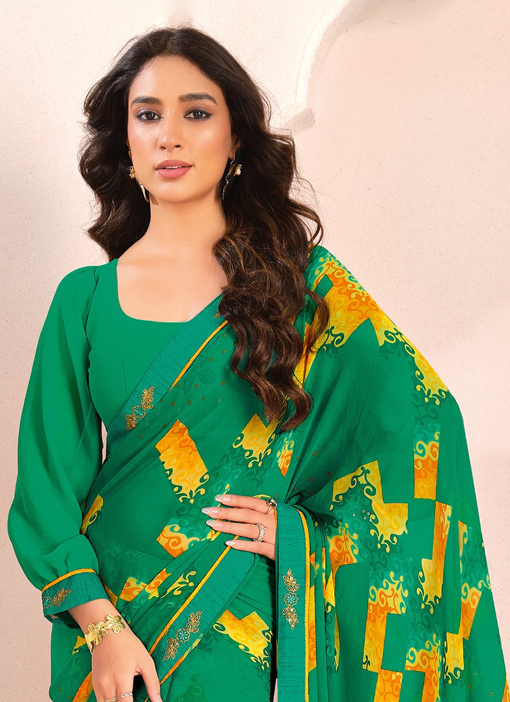 Digital Print Georgette Rama Trendy Saree S15285