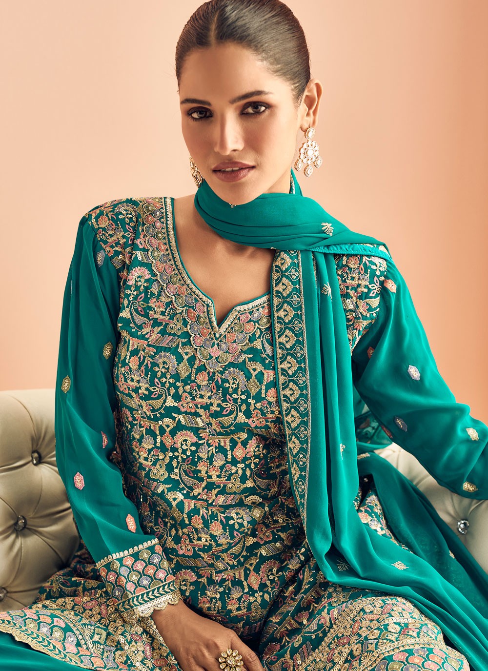 Palazzo Suit Embroidered Rama T8354