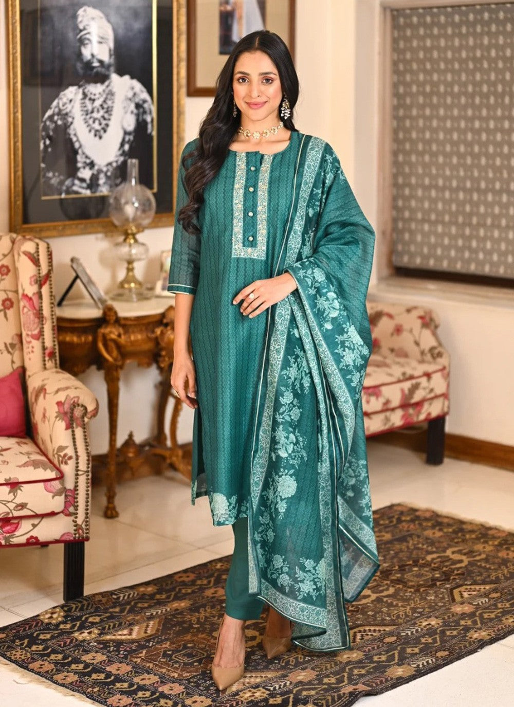 Salwar Suit Embroidered Rama Rayon T5028