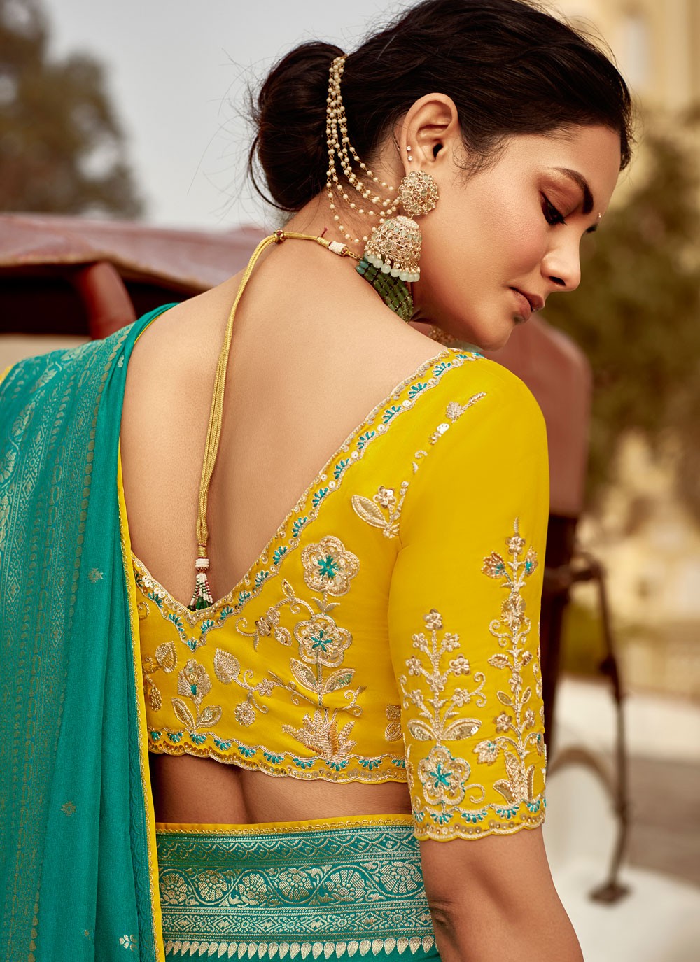 Weaving Zari Pure Dola Rama Saree S14223