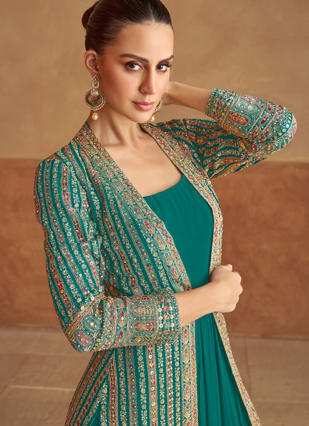 Embroidered Georgette Rama Gown G19795