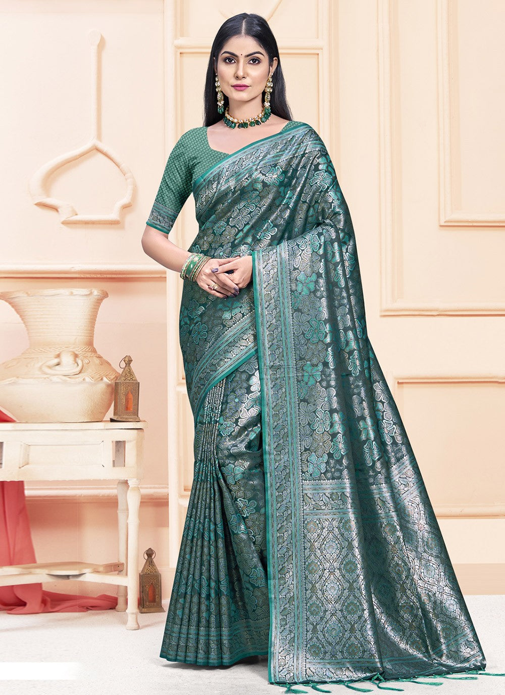 Trendy Weaving Zari Satin Silk Saree - S7946