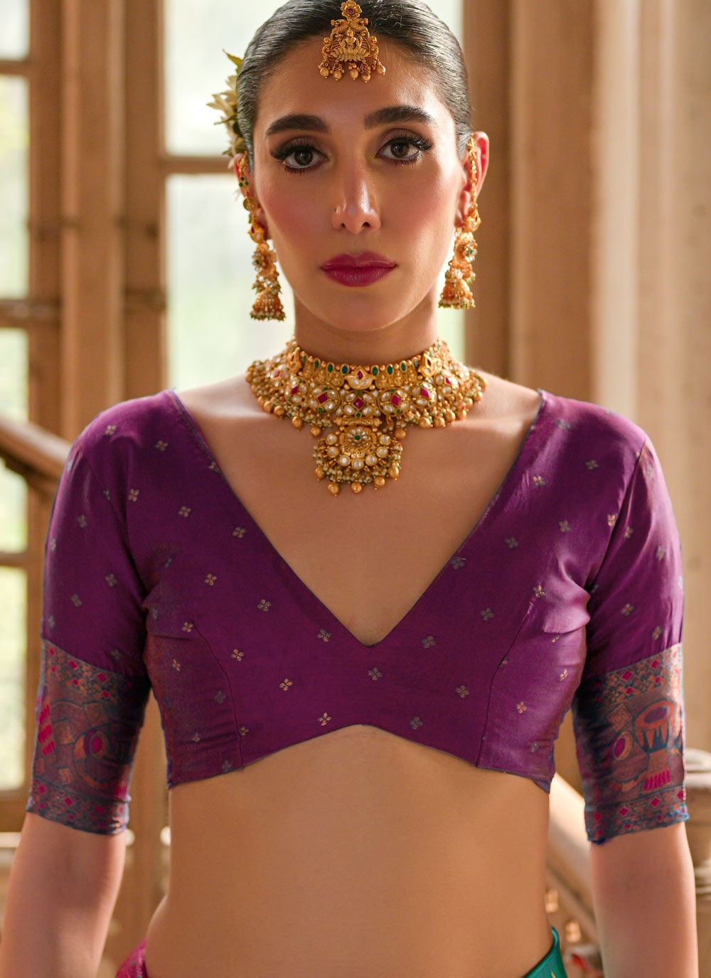 Classic Saree Woven Rama Banarasi Silk Saree S13056