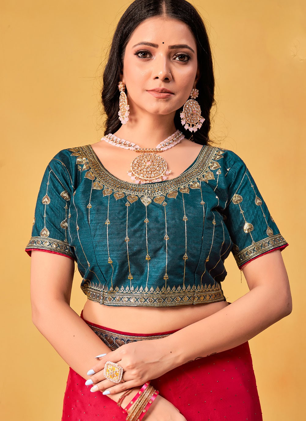 Contemporary Border Work Hot Pink Rangoli S12681