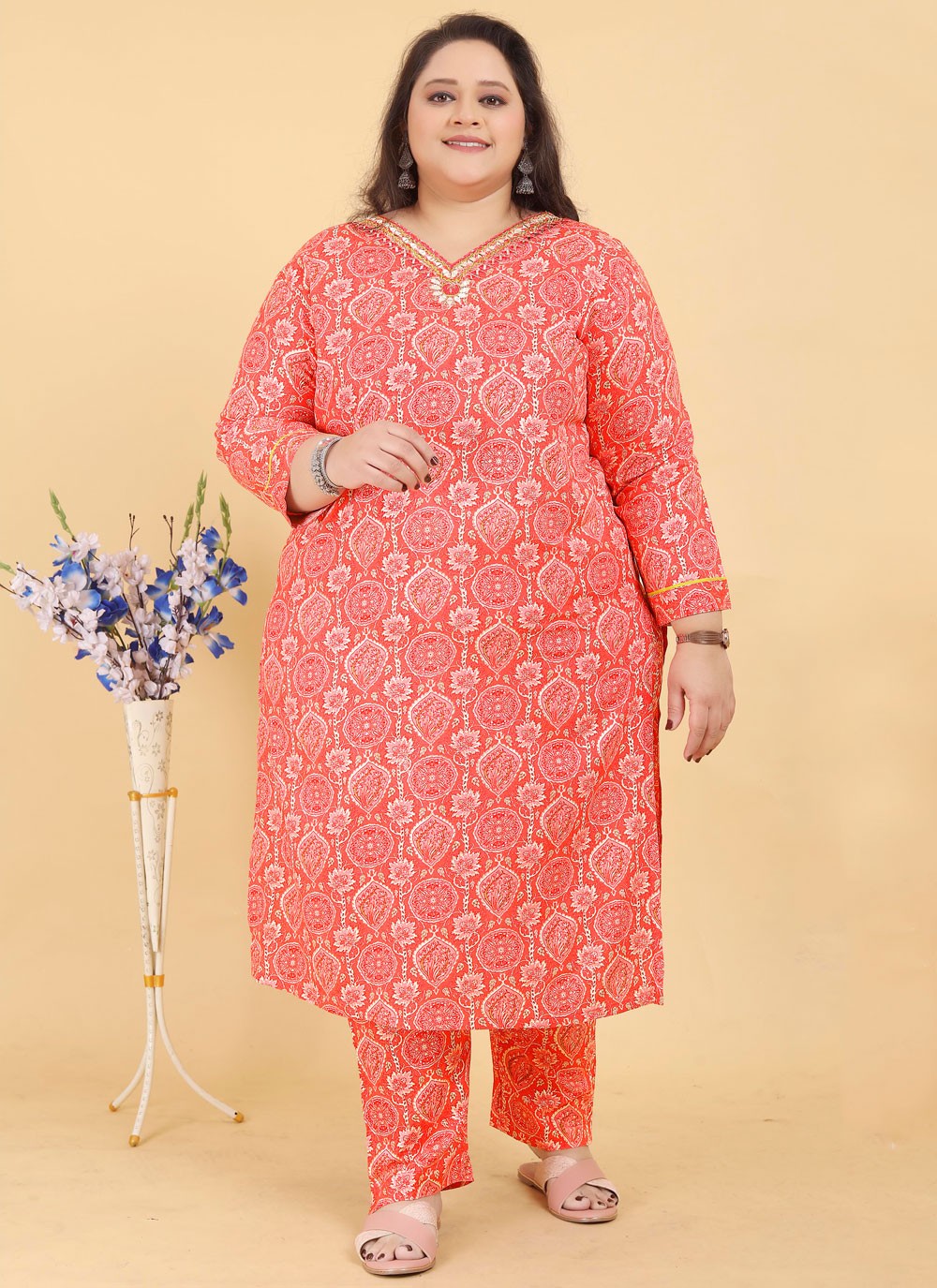 Salwar Suit Embroidered Pink Rayon T5497