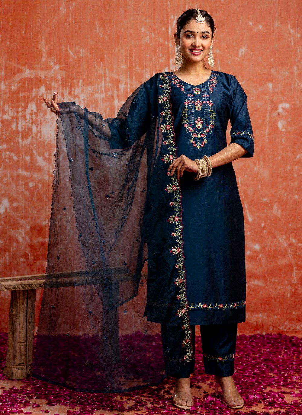 Salwar Suit Embroidered Blue T7352